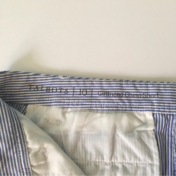 Talbots Watermelon Shorts Sz 10 Blue White Stripes Girlfriend Chino Cotton - Picture 2 of 8